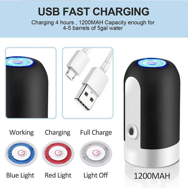 Electric Water Bottle Pump, USB Rechargeable Automatic Dispenser, Portable Water Bottle Pump for Camping & Travel