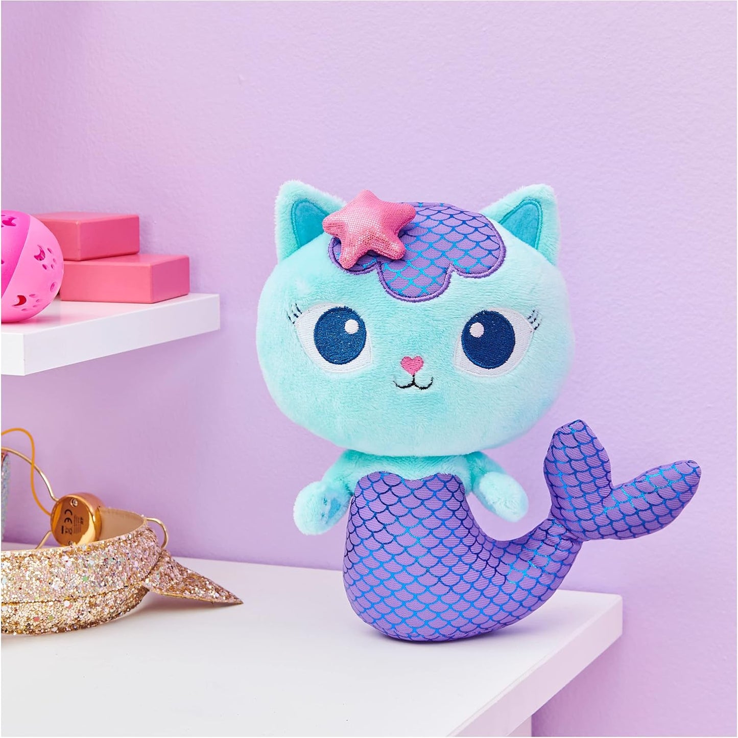 Gabby's Dollhouse 8-Inch Mercat Purr-Ific Plush Toy for Children Ages 3 and Up