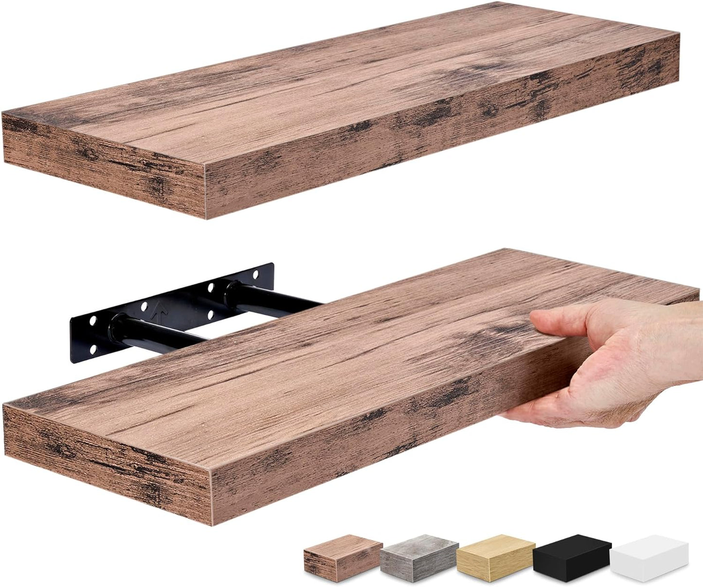 Floating Shelves for Wall, Bathroom Shelves Wall Mounted for Kitchen, Bedroom, Bathroom Storage over Toilet, Hanging Book Shelf for Wall Home Decor Living Room (Mahogany, 3 Pack)