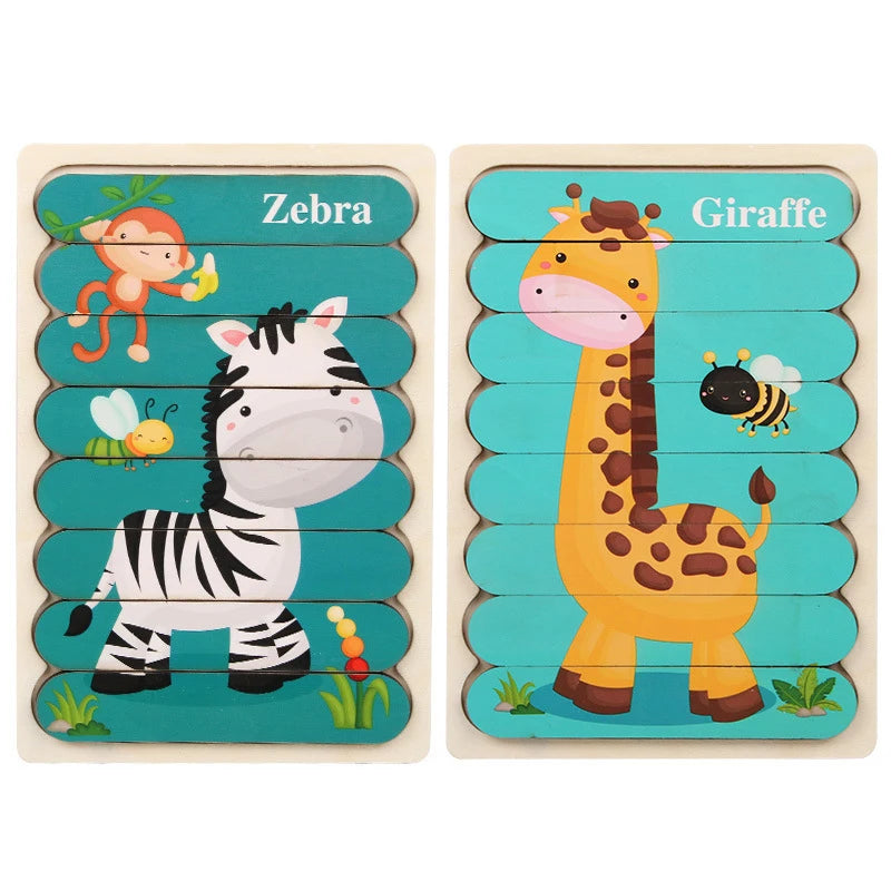 Montessori Wooden Puzzle 3D Alphabet Letters Number Matching Game Baby Kids Toys Education Learning Toy for Children 2 to 4 Year