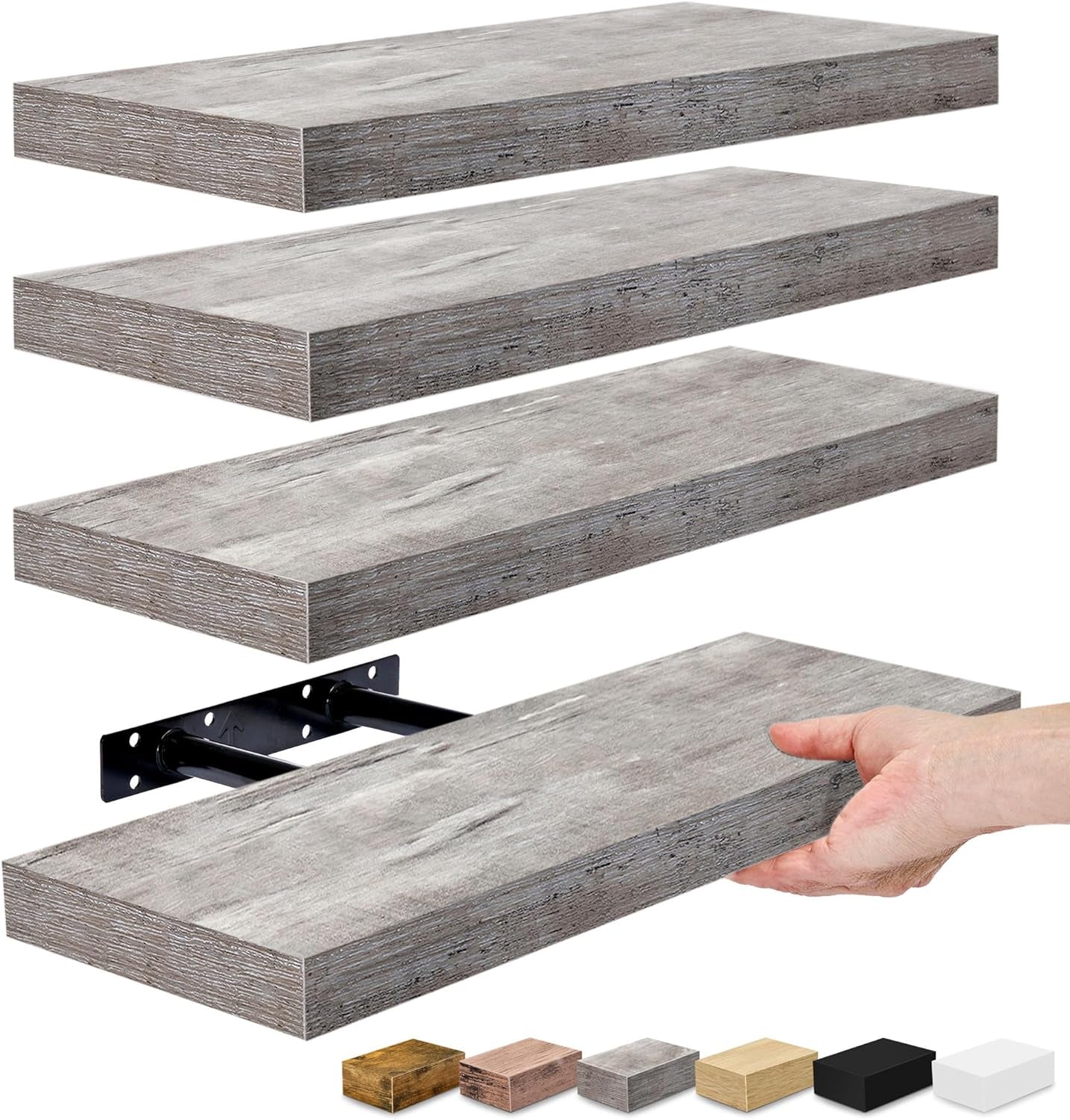 Floating Shelves for Wall, Bathroom Shelves Wall Mounted for Kitchen, Bedroom, Bathroom Storage over Toilet, Hanging Book Shelf for Wall Home Decor Living Room (Mahogany, 3 Pack)