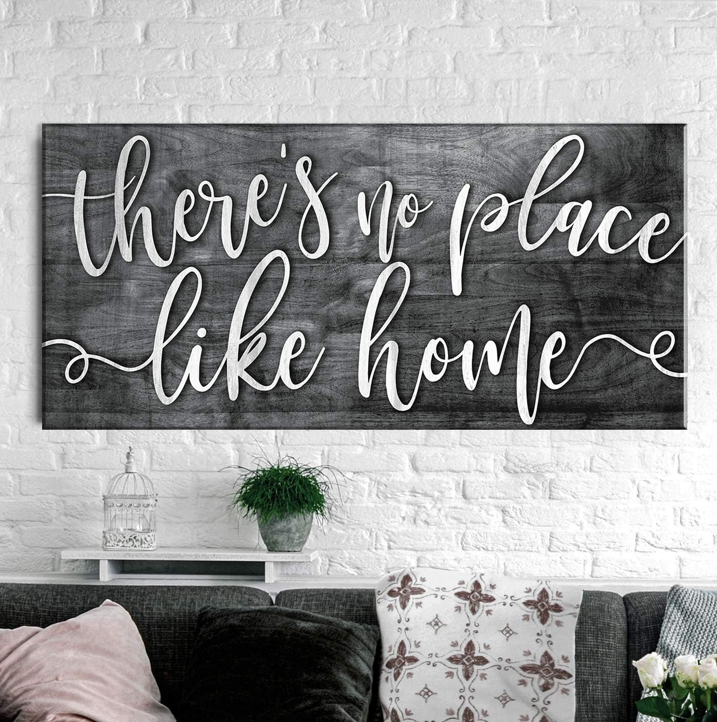 | There'S No Place like Home V2 | Home Wall Decor | House Warming Presents|Home Decor for Living Room|Rustic Home Decoration|Living Room Decor (Grey, 42 X 19)