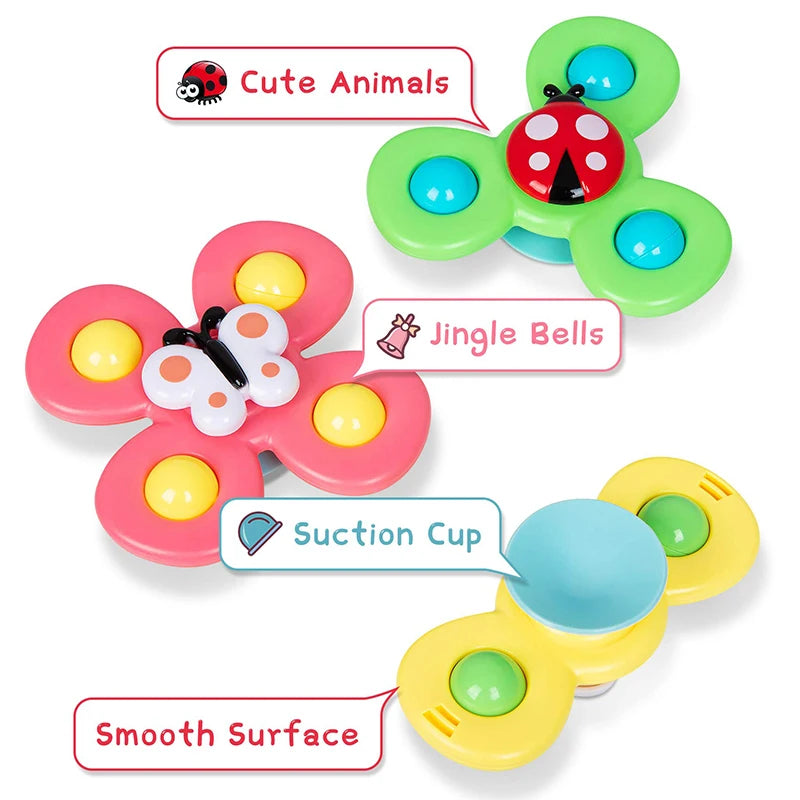 1Pcs Baby Cartoon Fidget Spinner Toys Colorful Insect Gyro Educational Toy Kids Fingertip Rattle Bath Toys for Boys Girls Gift