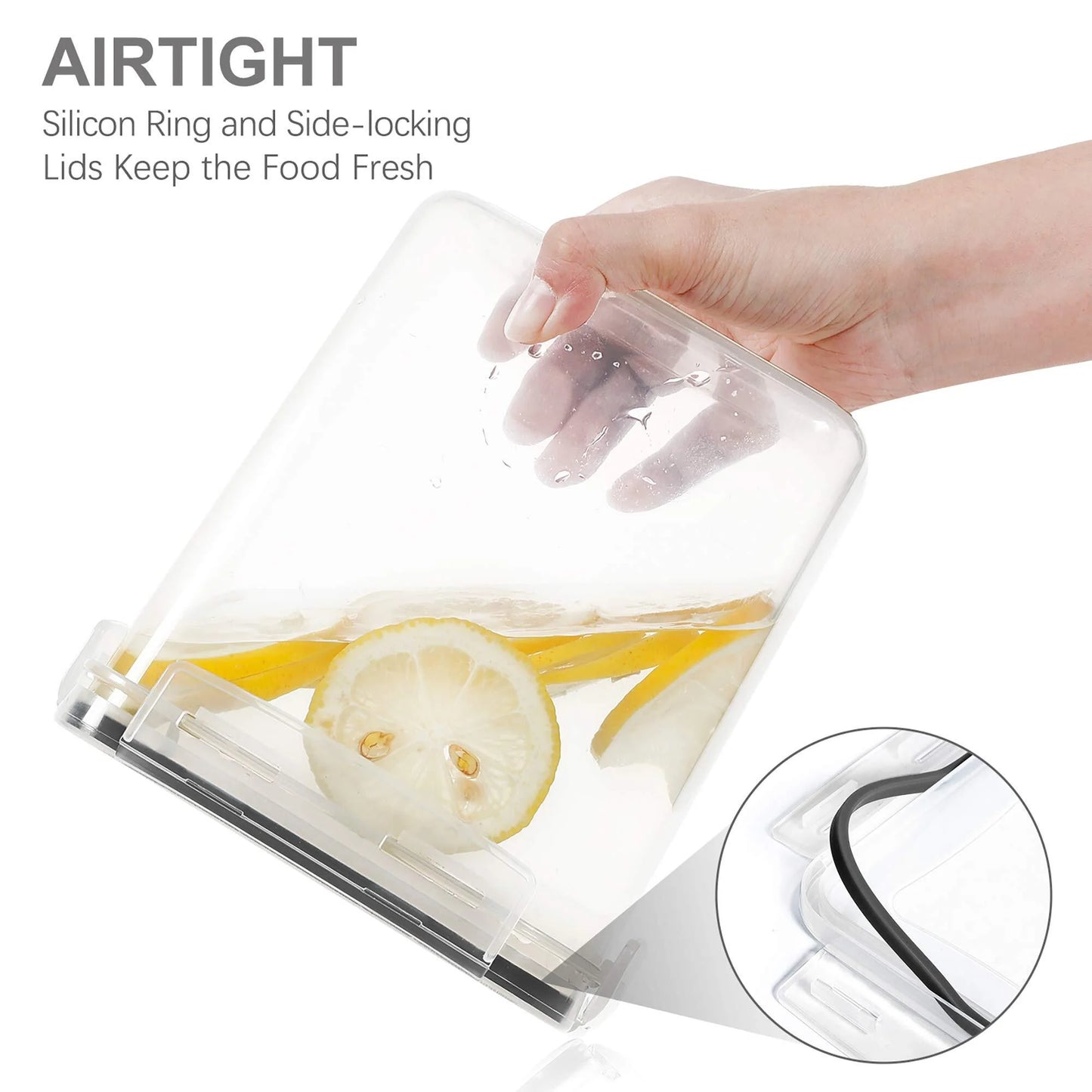 Air tight Food Storage Containers Set, Bpa-Free 7Pcs Plastic Kitchen and Pantry Organization Canisters, Black