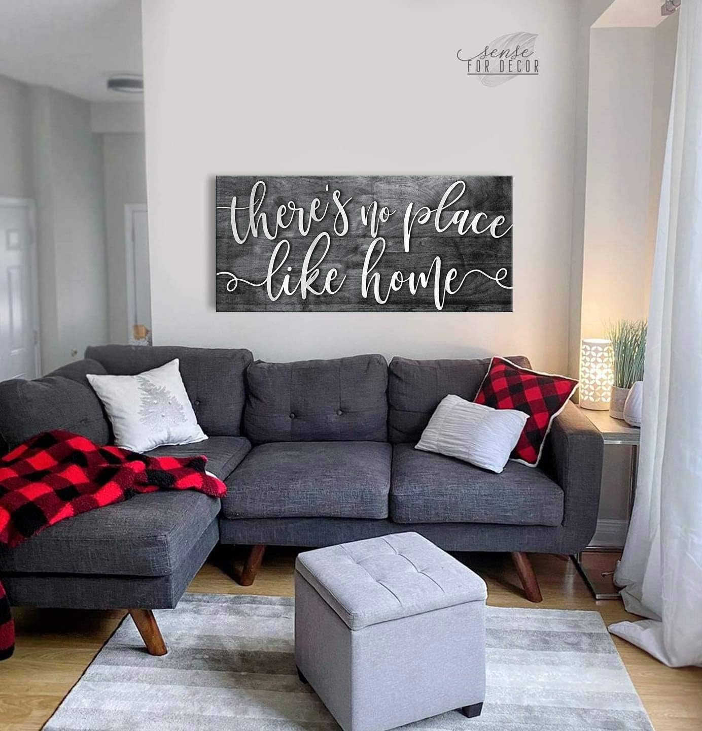 | There'S No Place like Home V2 | Home Wall Decor | House Warming Presents|Home Decor for Living Room|Rustic Home Decoration|Living Room Decor (Grey, 42 X 19)