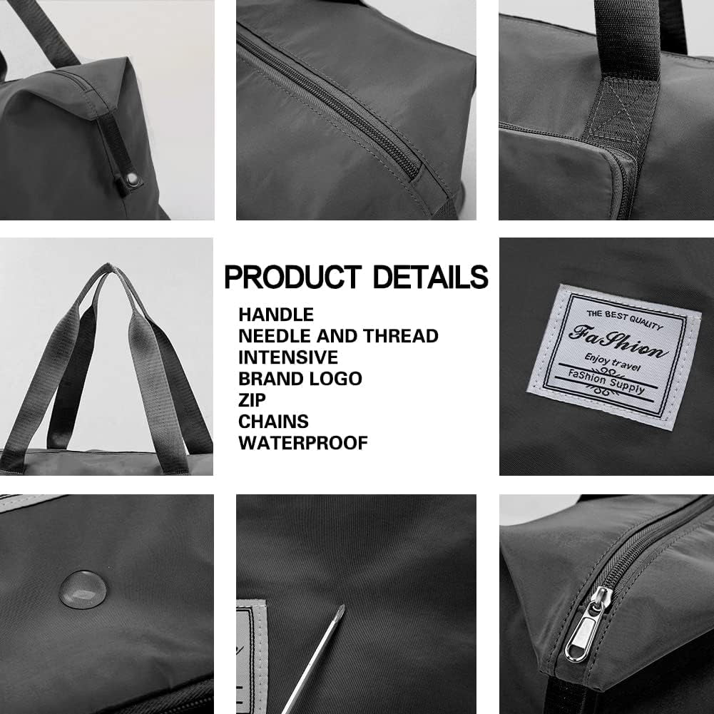 Expandable Travel Duffel Bag with Dry and Wet Separation - Large Capacity Folding Travel Bag