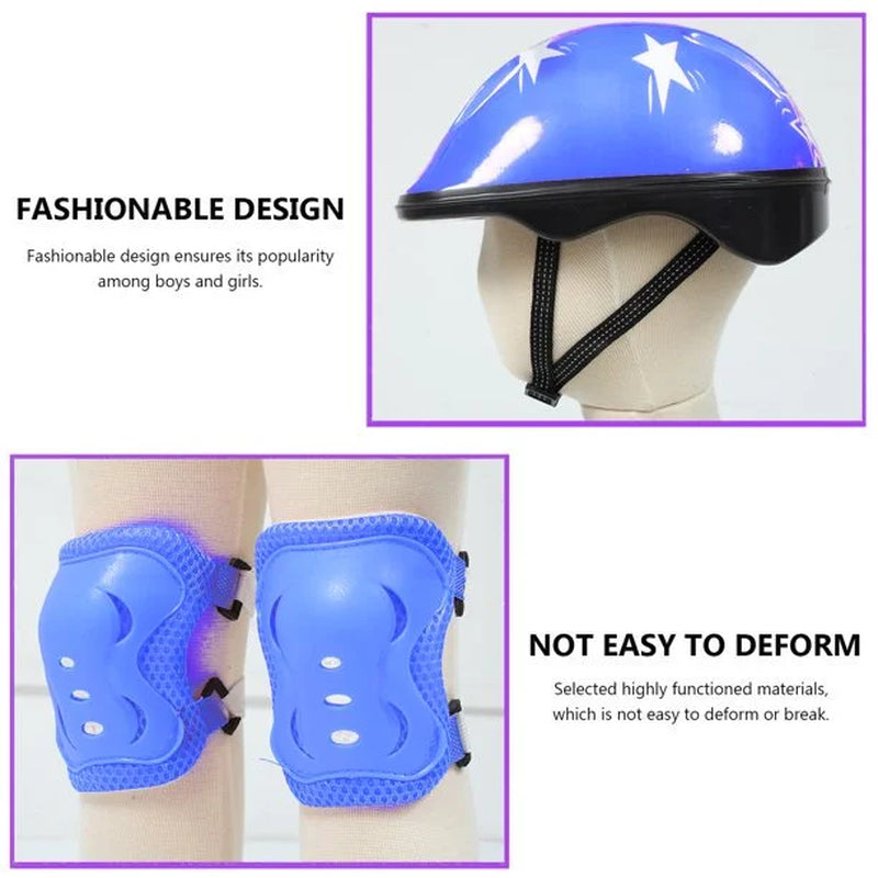 Kids Bike Helmet Toddler Helmet Adjustable for Girls Boys Knee Pads Elbow Pads Wrist Guards Kids Protective Gear Set-Blue