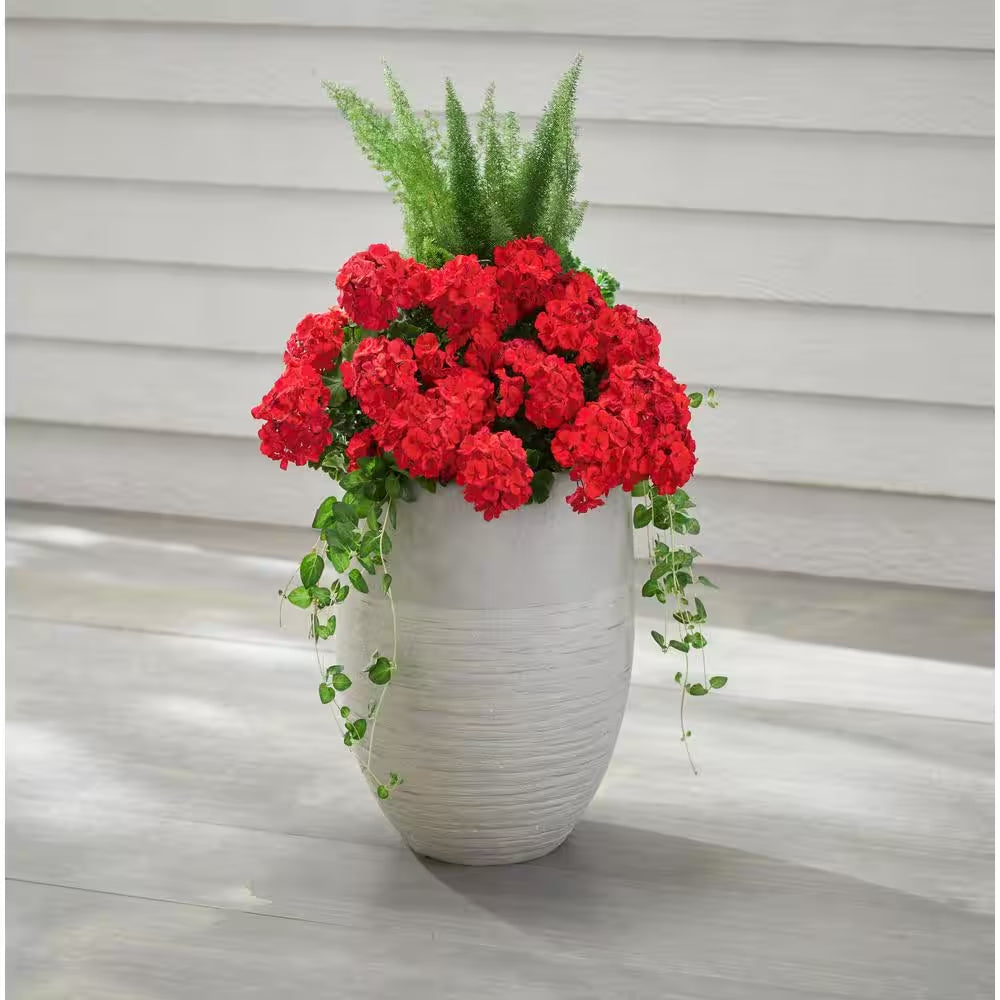 17 In. Jennings Large Gray Plastic Fiberglass Tall Decorative Planter (17 In. D X 19 In. H) with Drainage Hole