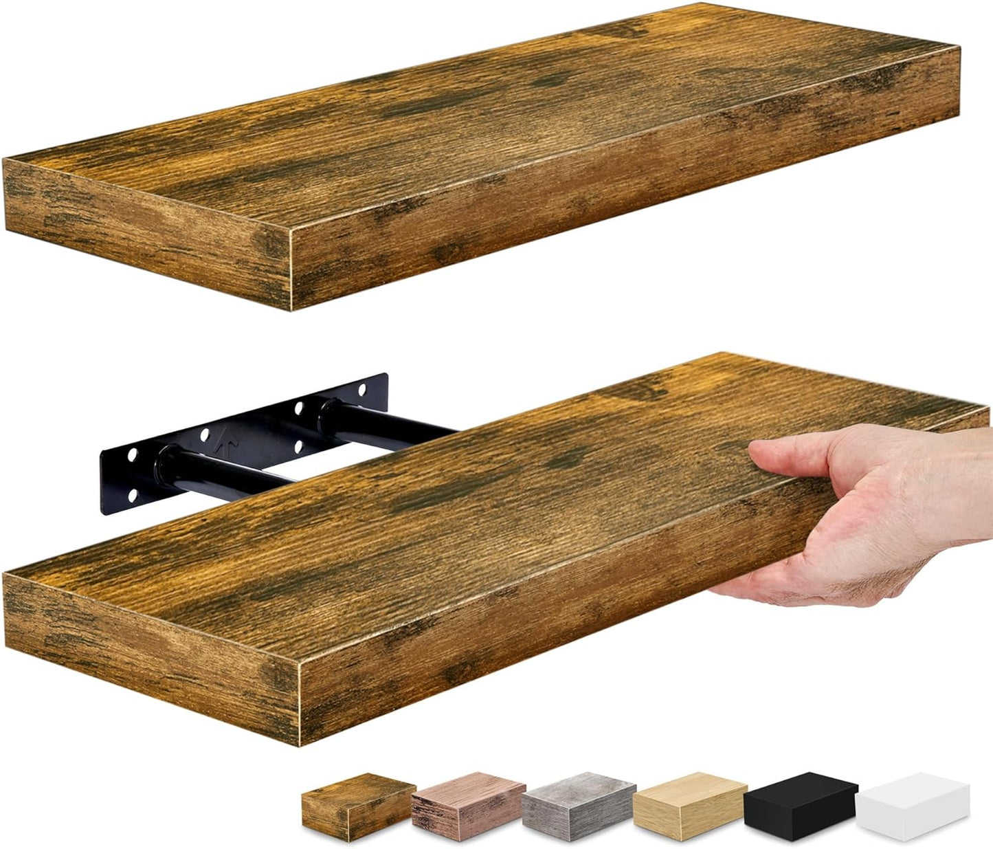 Floating Shelves for Wall, Bathroom Shelves Wall Mounted for Kitchen, Bedroom, Bathroom Storage over Toilet, Hanging Book Shelf for Wall Home Decor Living Room (Mahogany, 3 Pack)