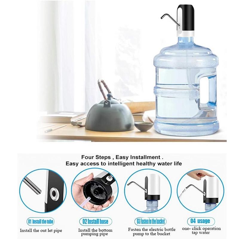 Electric Water Bottle Pump, USB Rechargeable Automatic Dispenser, Portable Water Bottle Pump for Camping & Travel