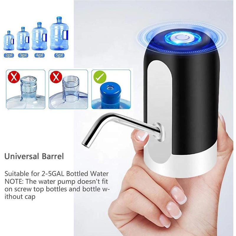 Electric Water Bottle Pump, USB Rechargeable Automatic Dispenser, Portable Water Bottle Pump for Camping & Travel