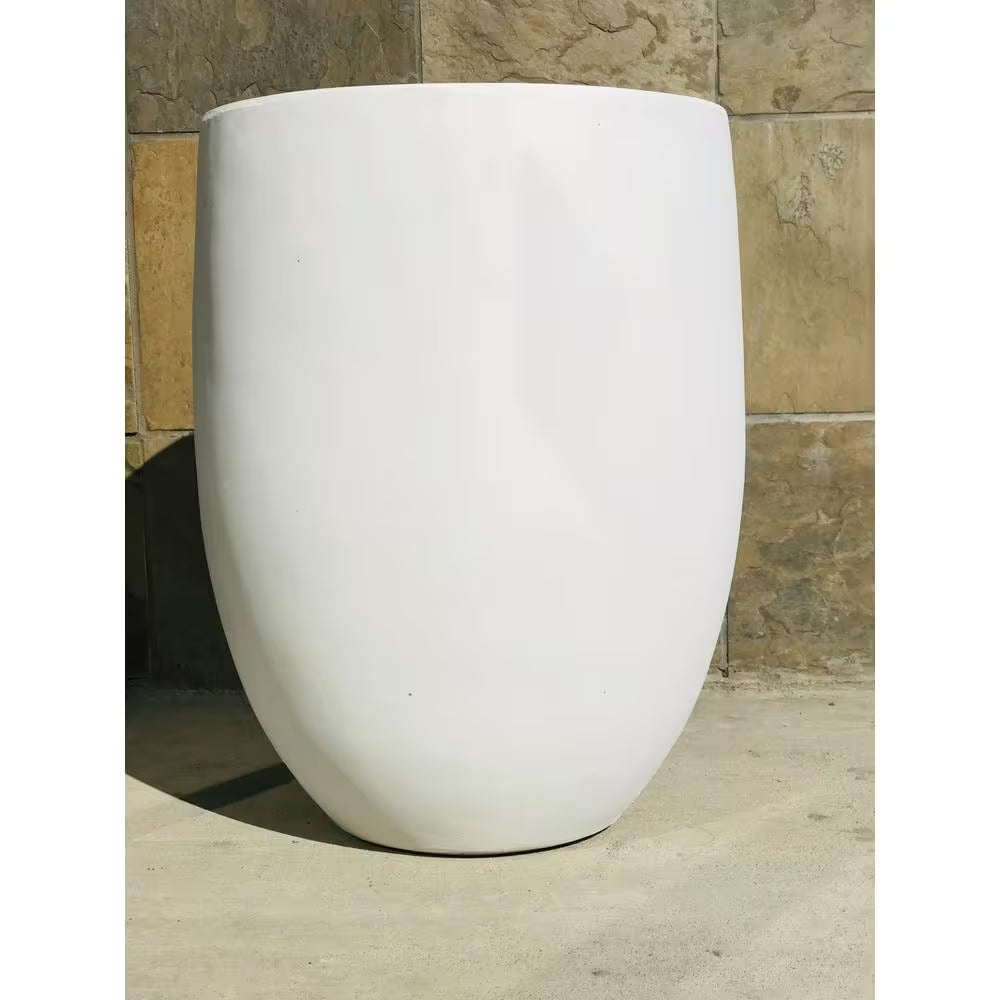 21.7 In. Tall Pure White Lightweight Concrete Outdoor round Bowl Planter