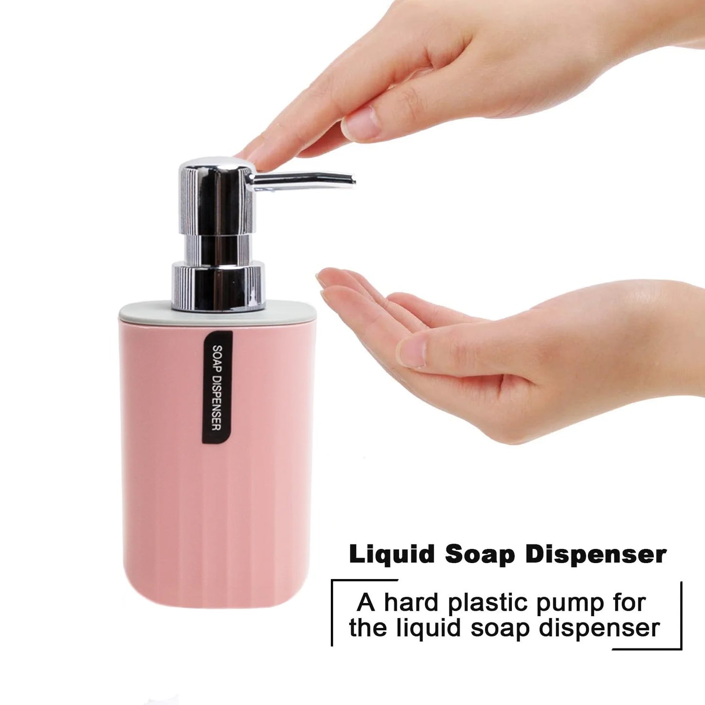 Bathroom 4-Piece Accessories Set, Bathroom Decor Set,Soap Dish,Soap Dispenser,Toothbrush Cup,Mini Desktop Trash Can with Lid, Pink