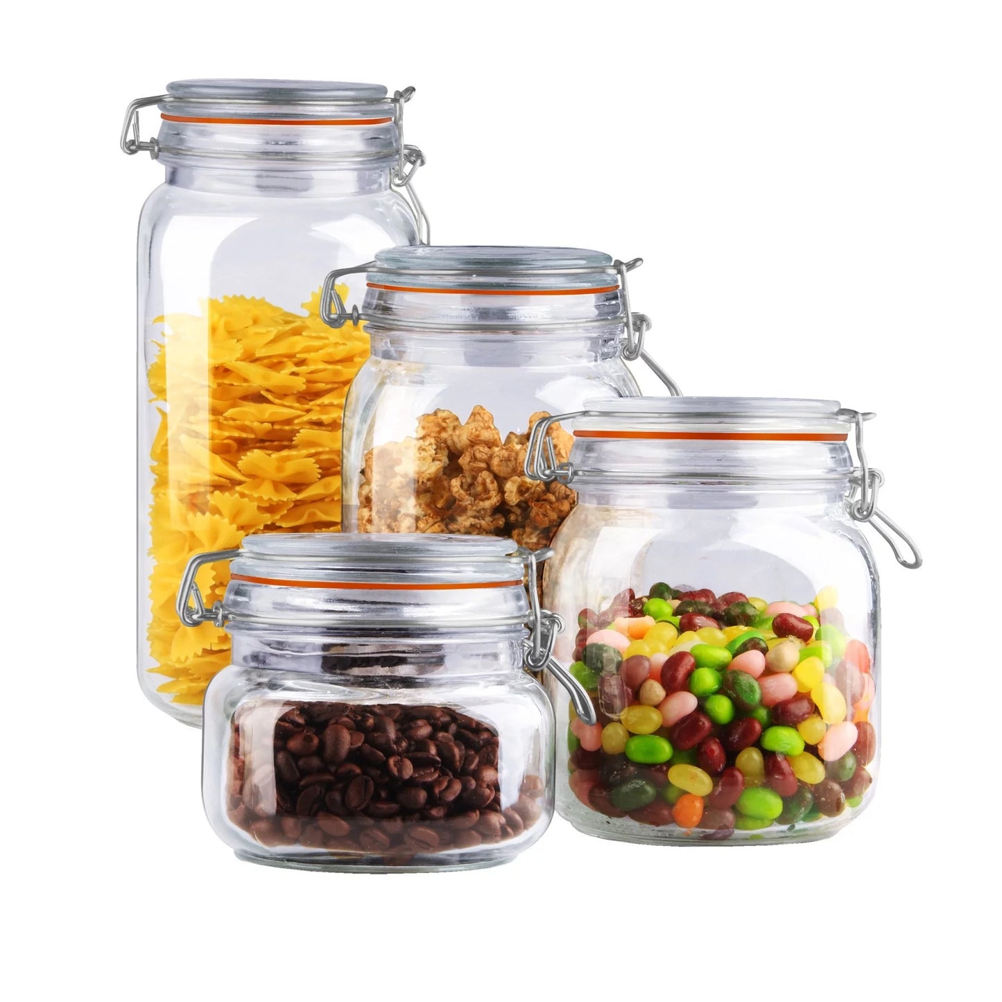 4 Piece Glass Canister Set, Clear