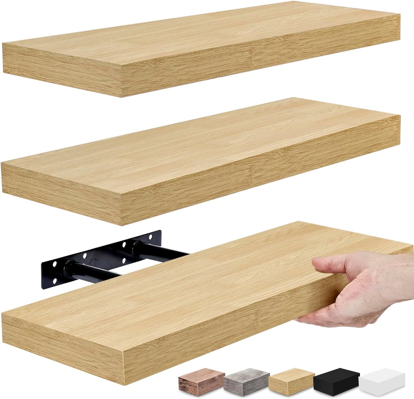 Floating Shelves for Wall, Bathroom Shelves Wall Mounted for Kitchen, Bedroom, Bathroom Storage over Toilet, Hanging Book Shelf for Wall Home Decor Living Room (Mahogany, 3 Pack)