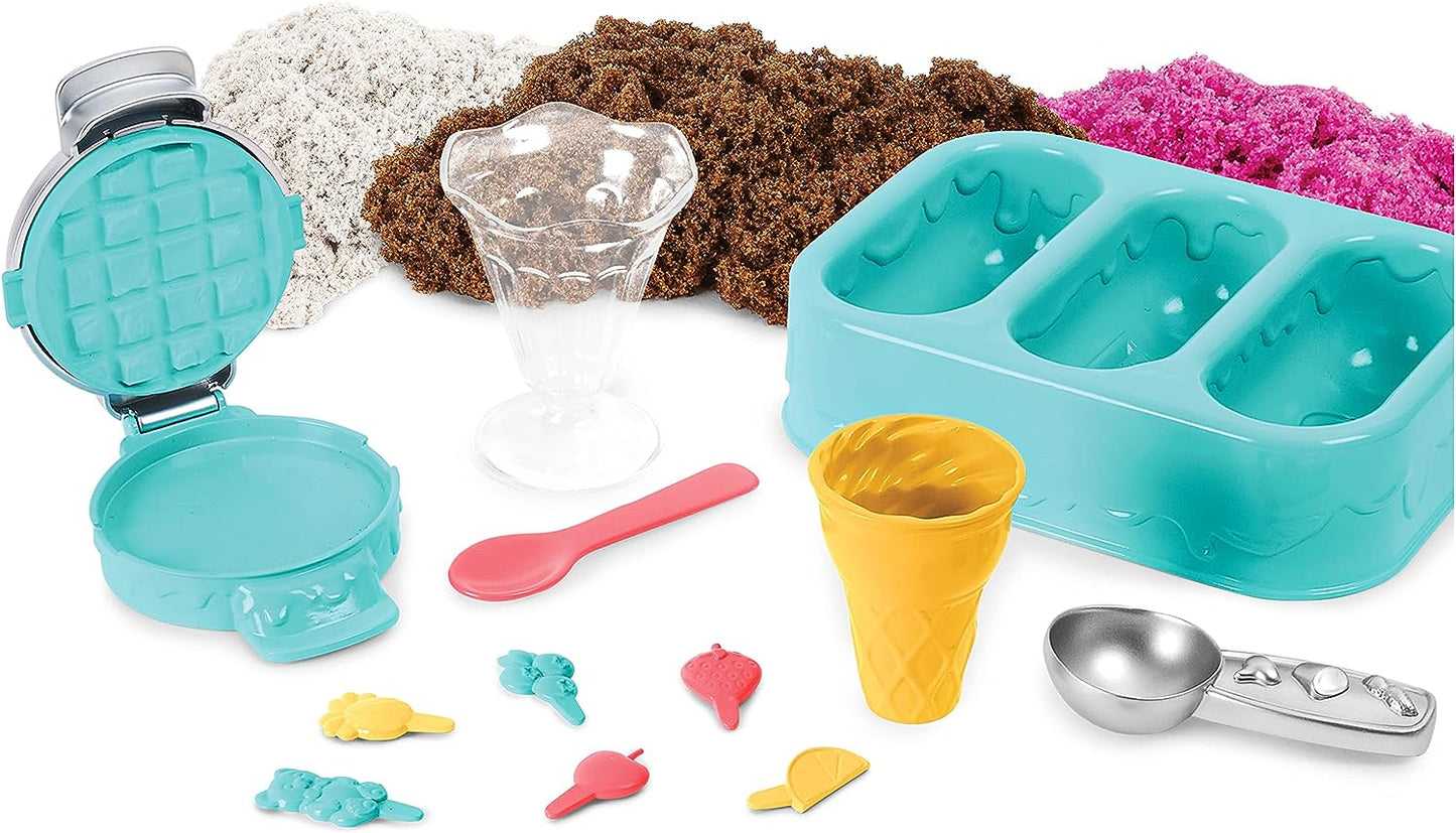 Kinetic Sand Scents Ice Cream Treats Playset: All-Natural Scented Play Sand in 3 Colors with 6 Serving Tools - Sensory Toy for Children Ages 3 and Up