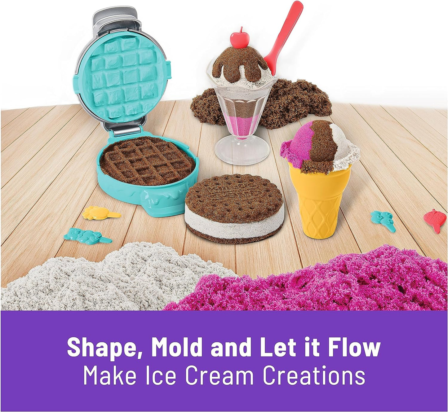 Kinetic Sand Scents Ice Cream Treats Playset: All-Natural Scented Play Sand in 3 Colors with 6 Serving Tools - Sensory Toy for Children Ages 3 and Up