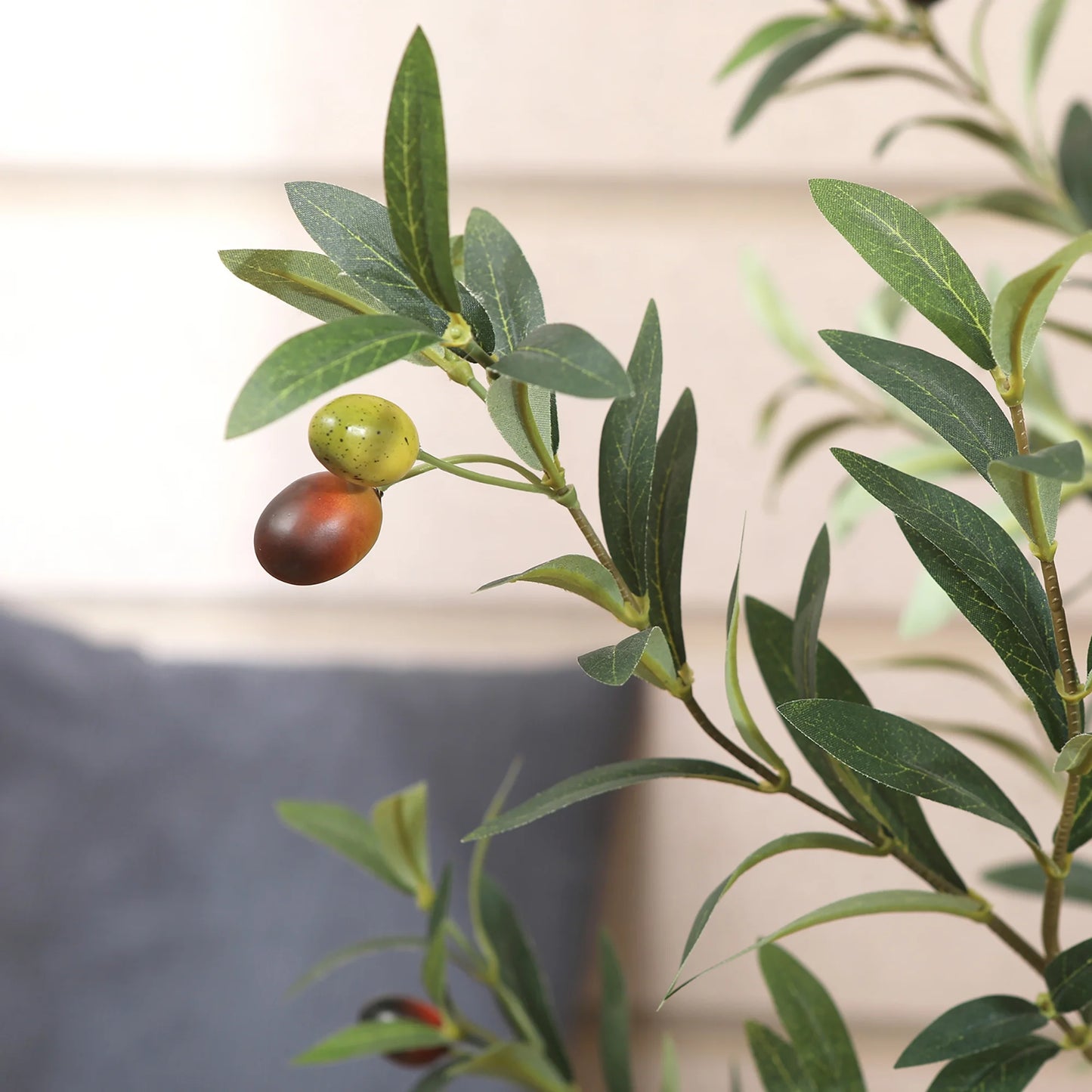 5FT Artificial Olive Tree with Fruits and Wood Branches, Potted Faux Olive Plants. 8 Lb.