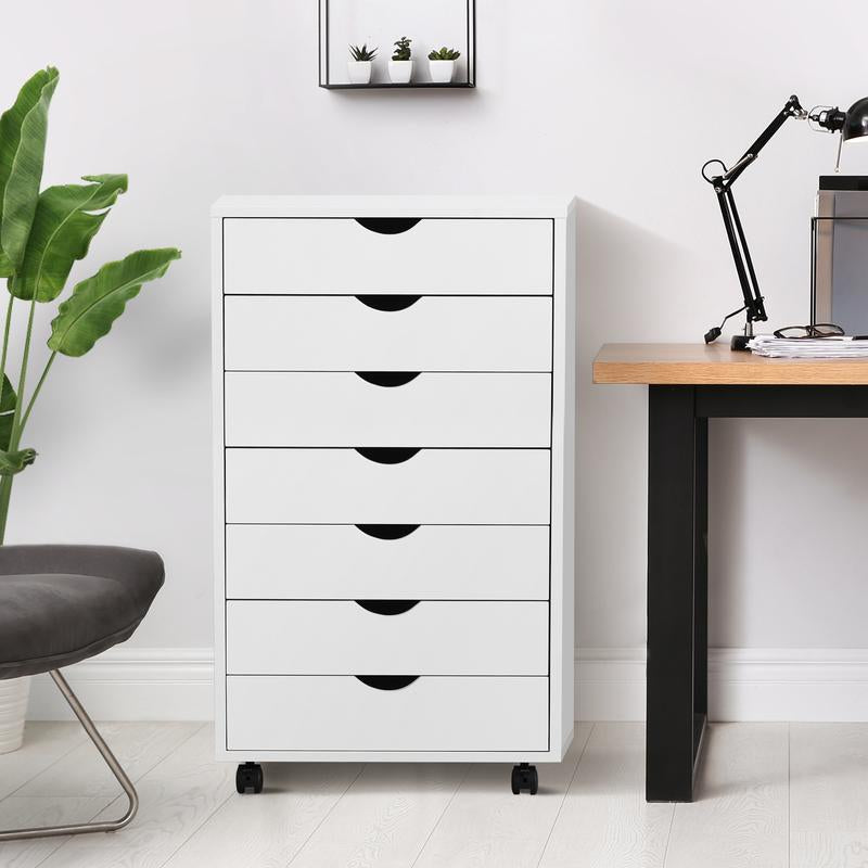 Sweetcrispy plus 7 Drawer Chest - Dresser Storage Cabinets Dressers Wooden Dresser Bedroom Cabinet with Wheels Mobile Organizer Drawers for Office, Home
