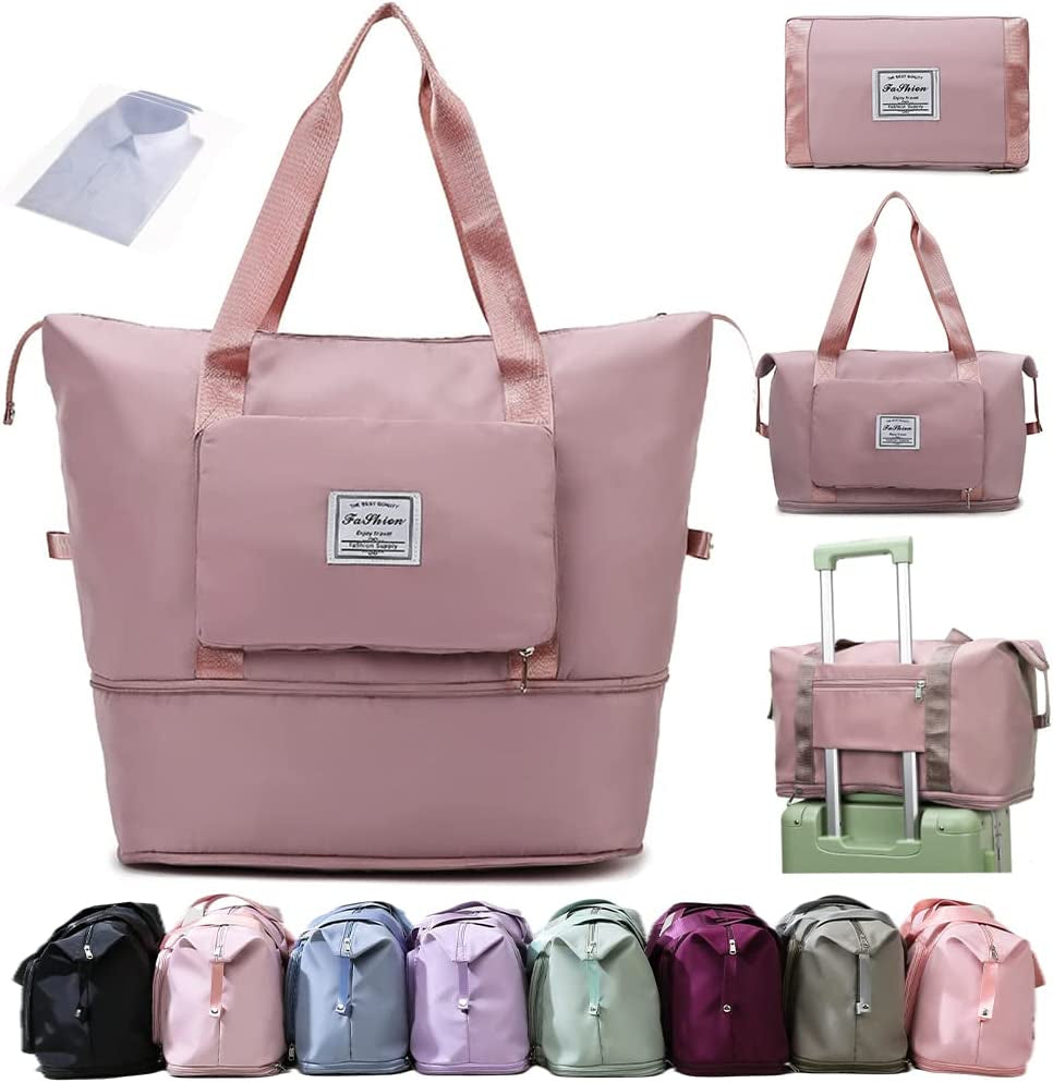 Expandable Travel Duffel Bag with Dry and Wet Separation - Large Capacity Folding Travel Bag