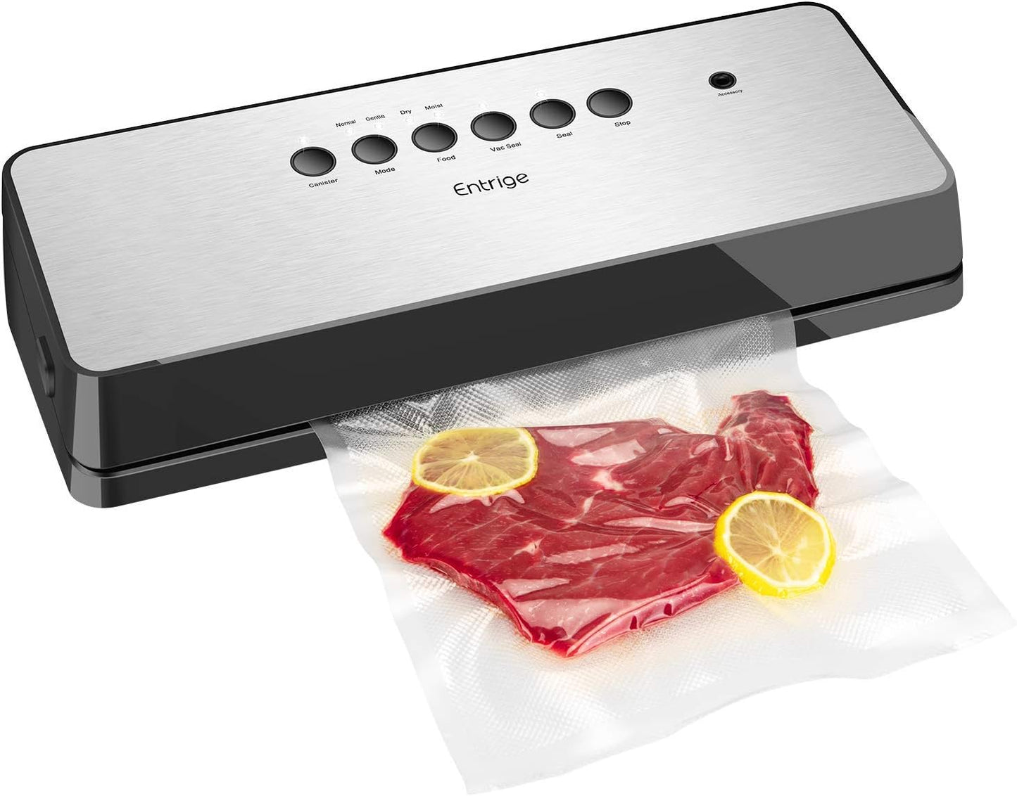 Vacuum Sealer Machine ,Automatic Food Sealer for Food Preservation W /Starter Kit, Dry Moist Food Modes, Easy to Clean, Led Indicator Lights, Compact Design, Silver(Stainless Steel)