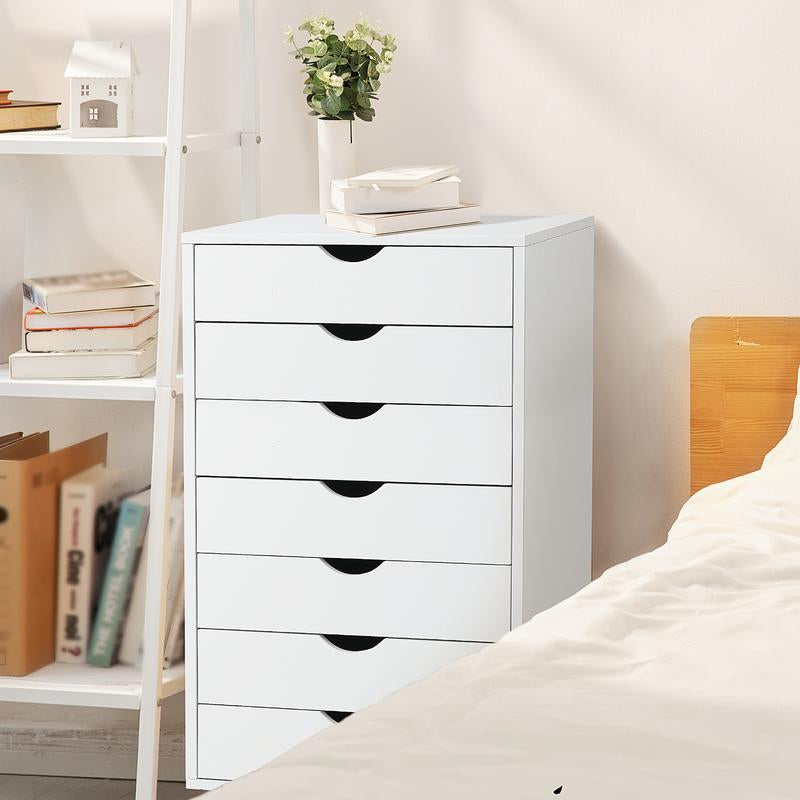 Sweetcrispy plus 7 Drawer Chest - Dresser Storage Cabinets Dressers Wooden Dresser Bedroom Cabinet with Wheels Mobile Organizer Drawers for Office, Home