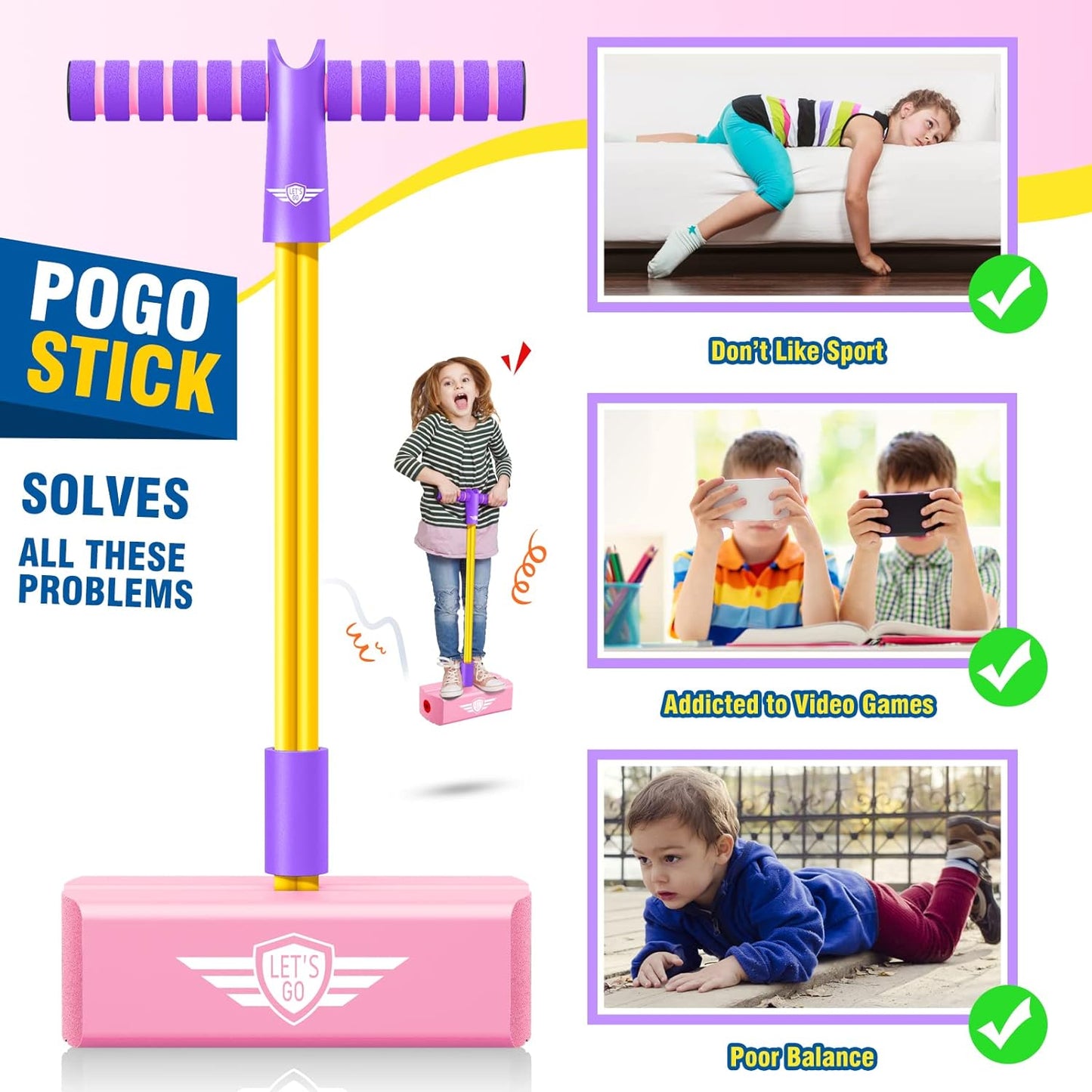 Jumping Promotes Growing Taller- Pogo Stick Foam Pogo Jumper for Kids, Toys for 3-12 Year Old Boys Girls Outdoor Toys Indoor Toys Fun Gifts Christmas Stocking Stuffers Gifts