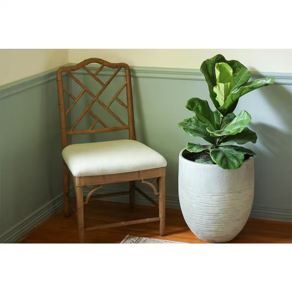 17 In. Jennings Large Gray Plastic Fiberglass Tall Decorative Planter (17 In. D X 19 In. H) with Drainage Hole