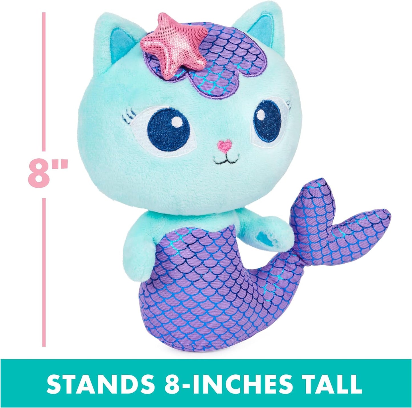 Gabby's Dollhouse 8-Inch Mercat Purr-Ific Plush Toy for Children Ages 3 and Up