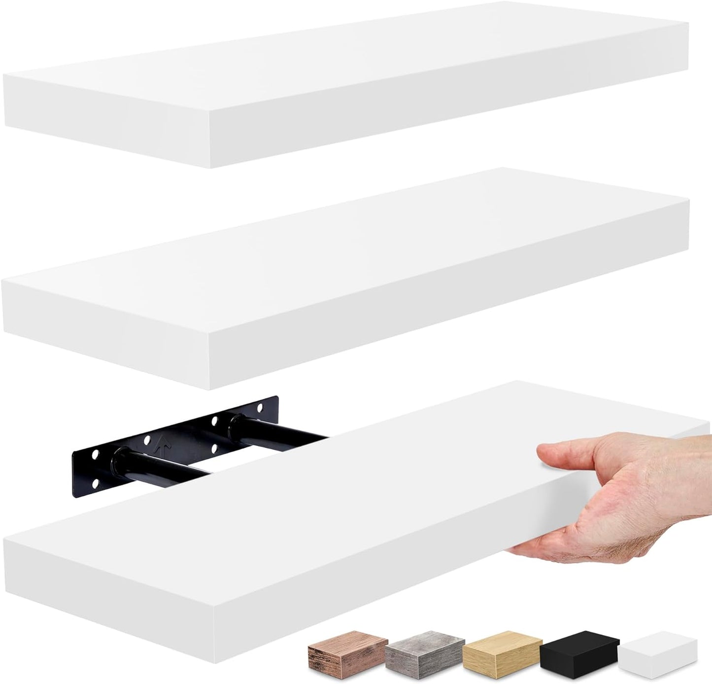 Floating Shelves for Wall, Bathroom Shelves Wall Mounted for Kitchen, Bedroom, Bathroom Storage over Toilet, Hanging Book Shelf for Wall Home Decor Living Room (Mahogany, 3 Pack)