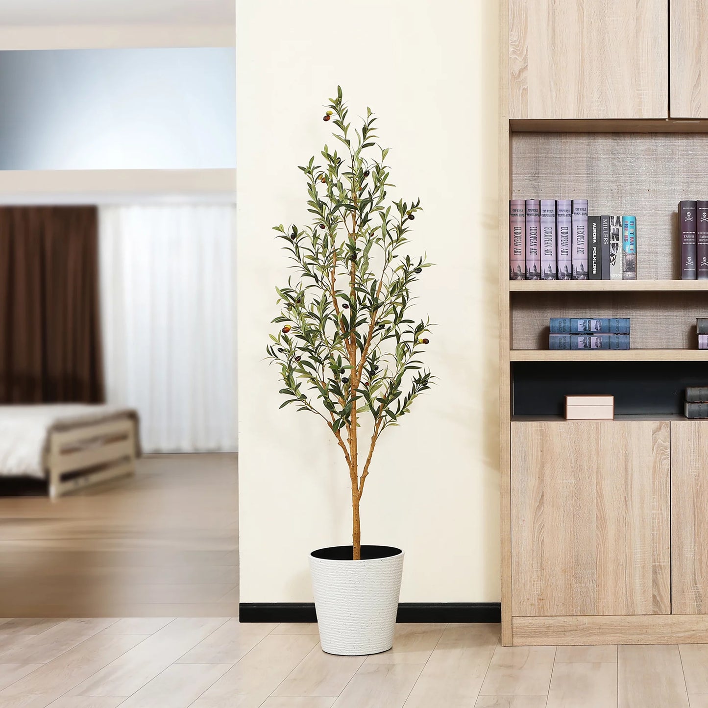 6FT Tall Artificial Olive Tree in Planter, 12 Lb Indoor Outdoor Artificial Olive Plants,