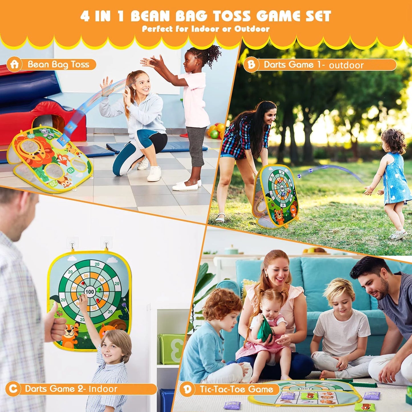 Bean Bag Toss Game Toy for Kids, Dart Board for Kids, Fun Outdoor Cornhole Game Toys for Toddlers Kids Ages 3 4 5 6 7 8 Year Old Boys Girls Birthday Party Christmas Holiday Game Gifts