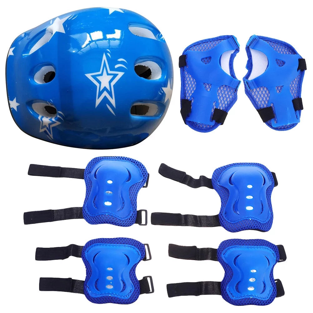 Kids Bike Helmet Toddler Helmet Adjustable for Girls Boys Knee Pads Elbow Pads Wrist Guards Kids Protective Gear Set-Blue