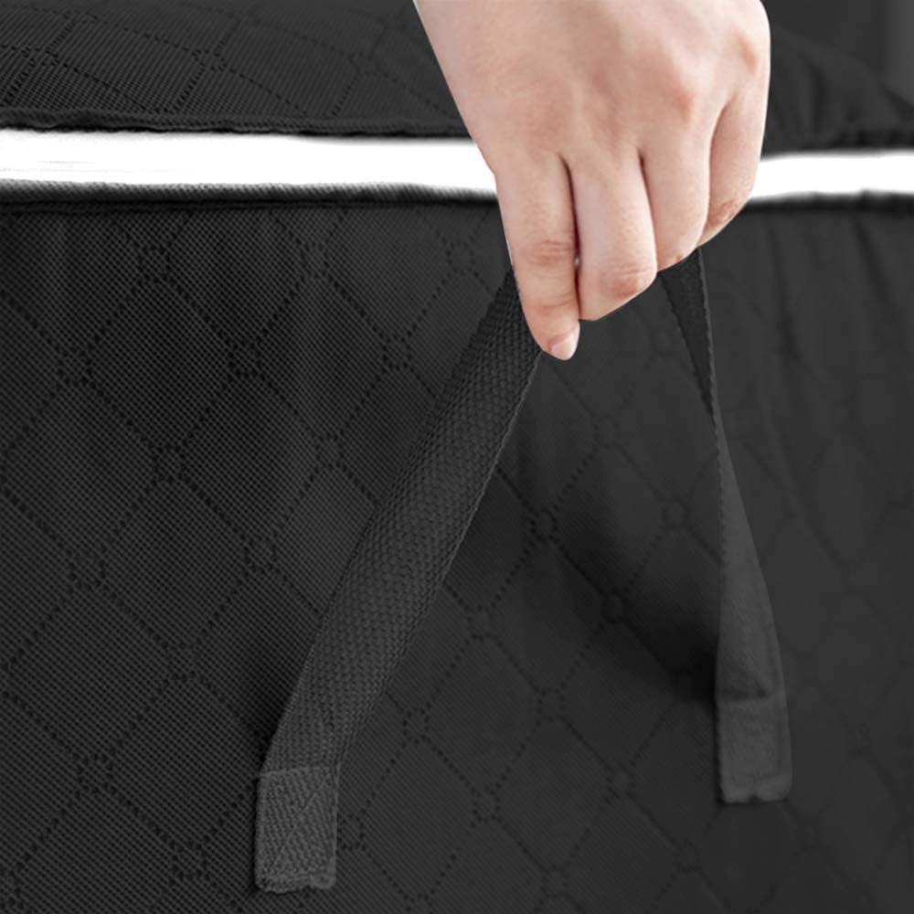 6-Pack Foldable Closet Organizer Clothing Storage Bags with Clear Window, Reinforced Handle and Sturdy Zipper (Black)