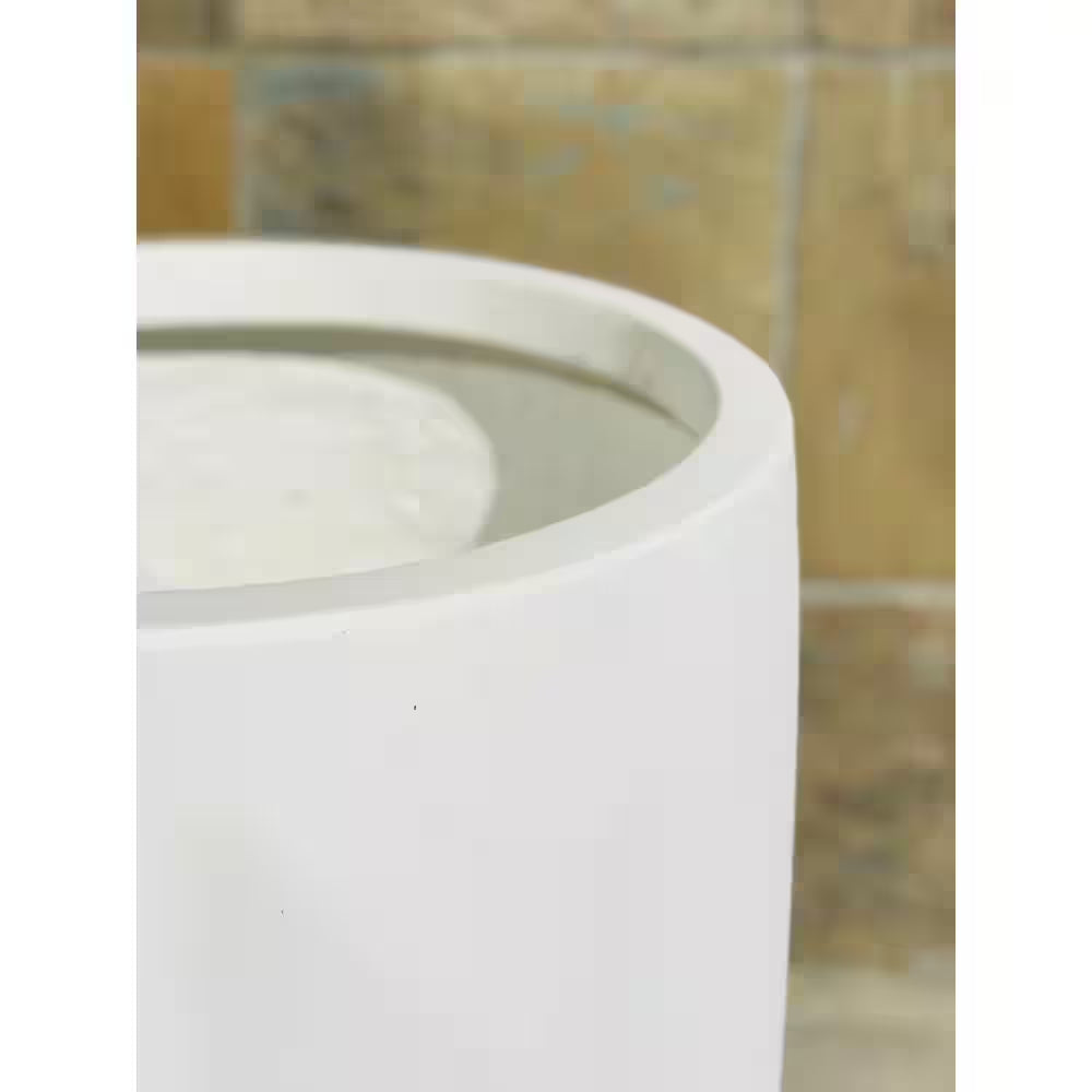 21.7 In. Tall Pure White Lightweight Concrete Outdoor round Bowl Planter