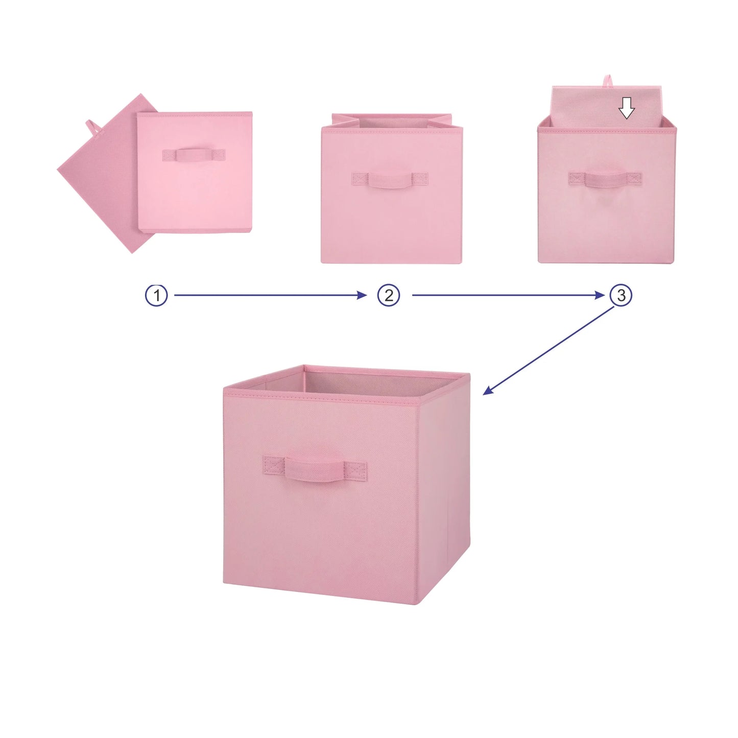 Collapsible Cube Fabric Storage Bins (10.5" X 10.5"), 6 Pack, Pink Puff
