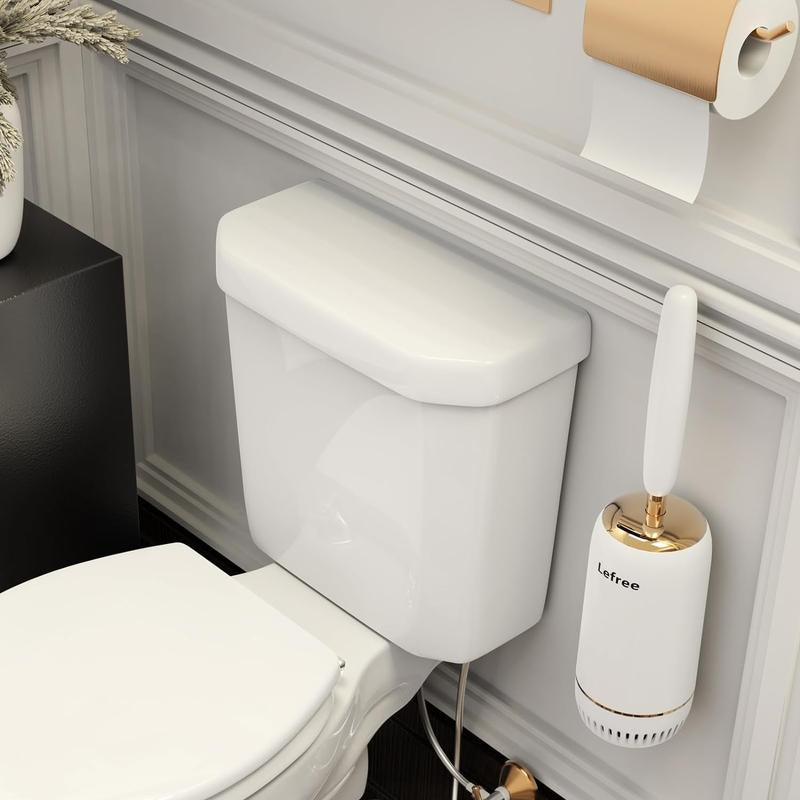 Toilet Brush, Toilet Brush and Holder Set with Lid and Ergonomic Handle,Modern Silicone Toilet Brush for Bathroom, Drip-Proof, Floor Standing & Wall Mounted Toilet Brush Set without Drilling