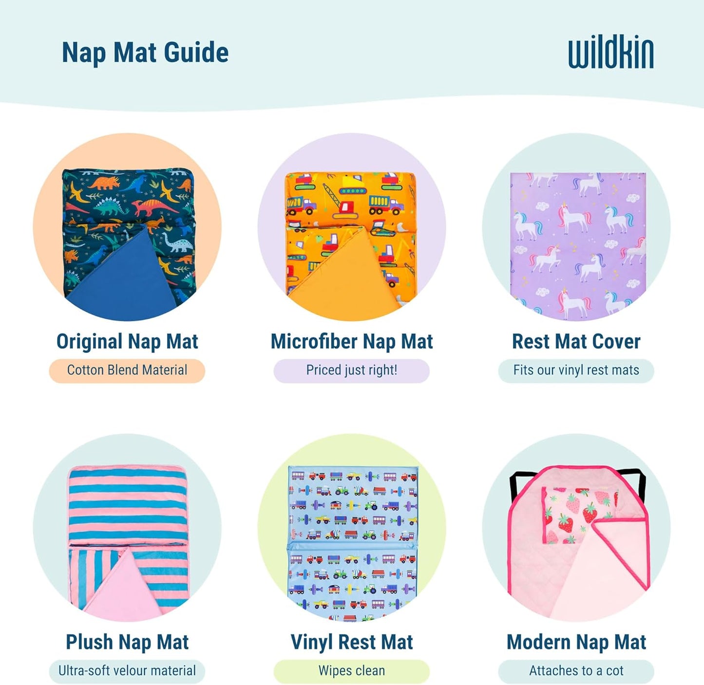 Original Nap Mat with Reusable Pillow for Boys & Girls, Perfect for Elementary Daycare Sleepovers, Features Hook & Loop Fastener, Cotton Blend Materials Nap Mat (Trains, Planes, and Trucks)