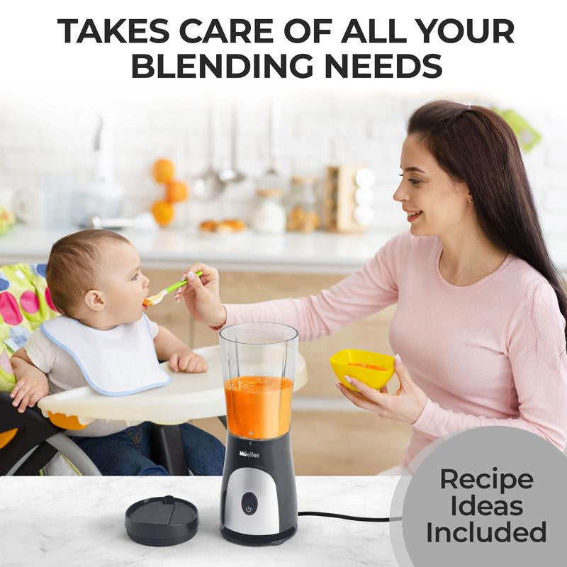 Mueller Personal Blender for Shakes and Smoothies with 15 Oz Travel Cup and Lid, Juices, Baby Food, Heavy-Duty Portable Blender & Food Processor