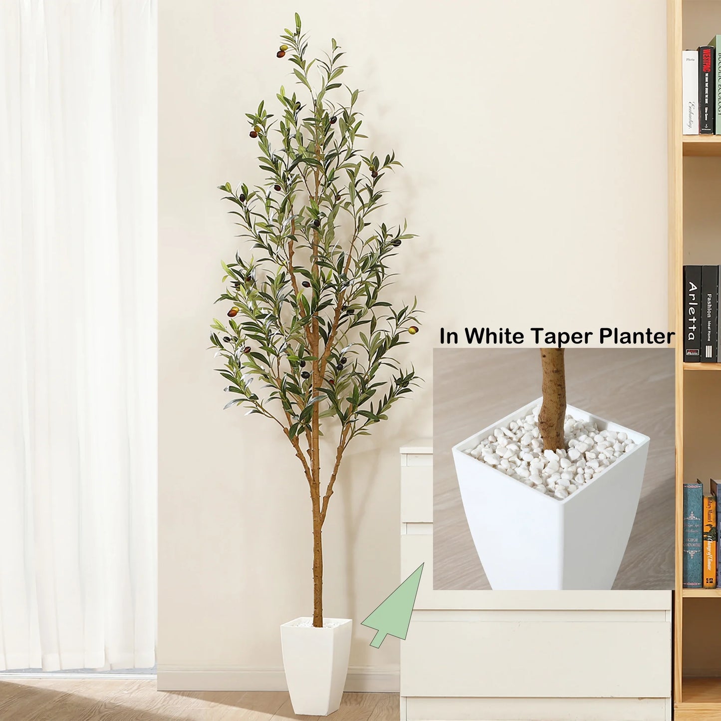6FT Tall Artificial Olive Tree in Planter, 12 Lb Indoor Outdoor Artificial Olive Plants,