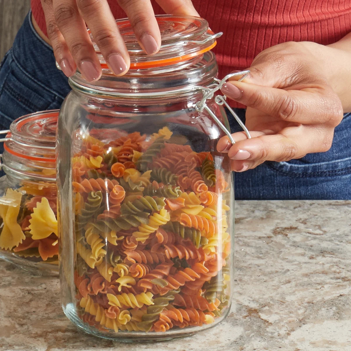 4 Piece Glass Canister Set, Clear