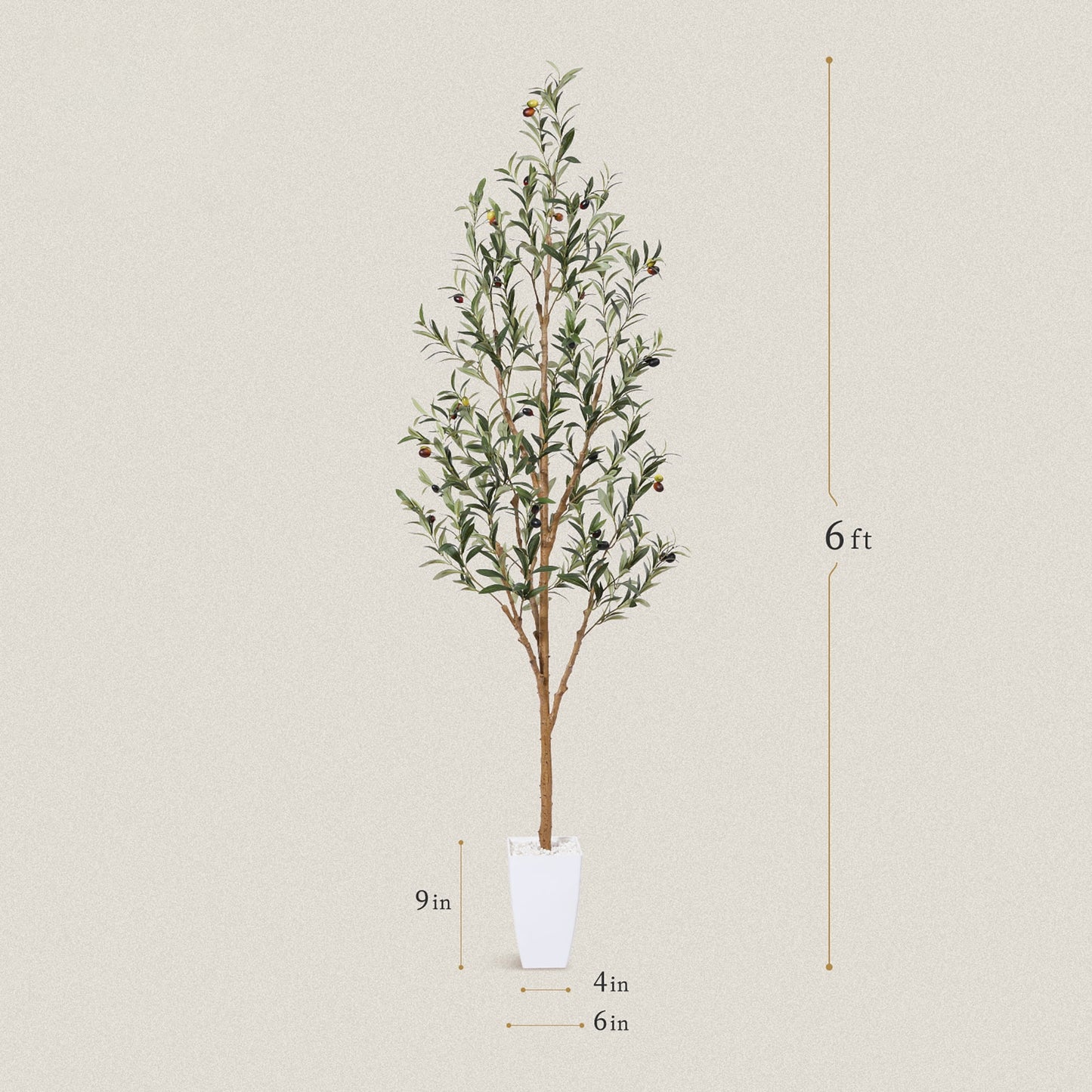 6FT Tall Artificial Olive Tree in Planter, 12 Lb Indoor Outdoor Artificial Olive Plants,