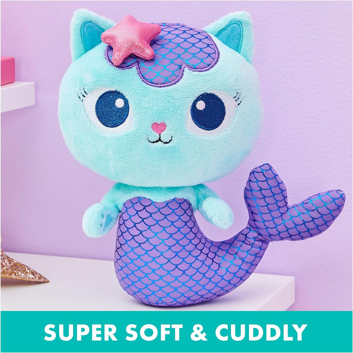 Gabby's Dollhouse 8-Inch Mercat Purr-Ific Plush Toy for Children Ages 3 and Up