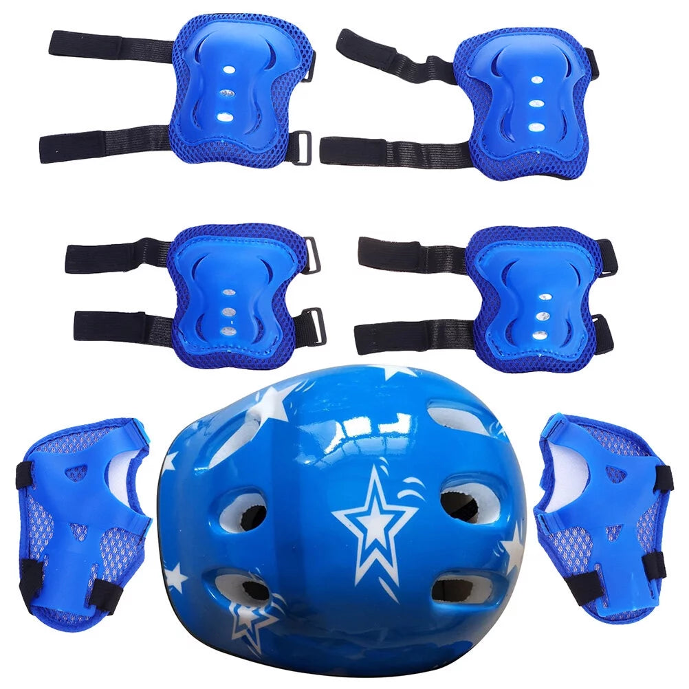 Kids Bike Helmet Toddler Helmet Adjustable for Girls Boys Knee Pads Elbow Pads Wrist Guards Kids Protective Gear Set-Blue