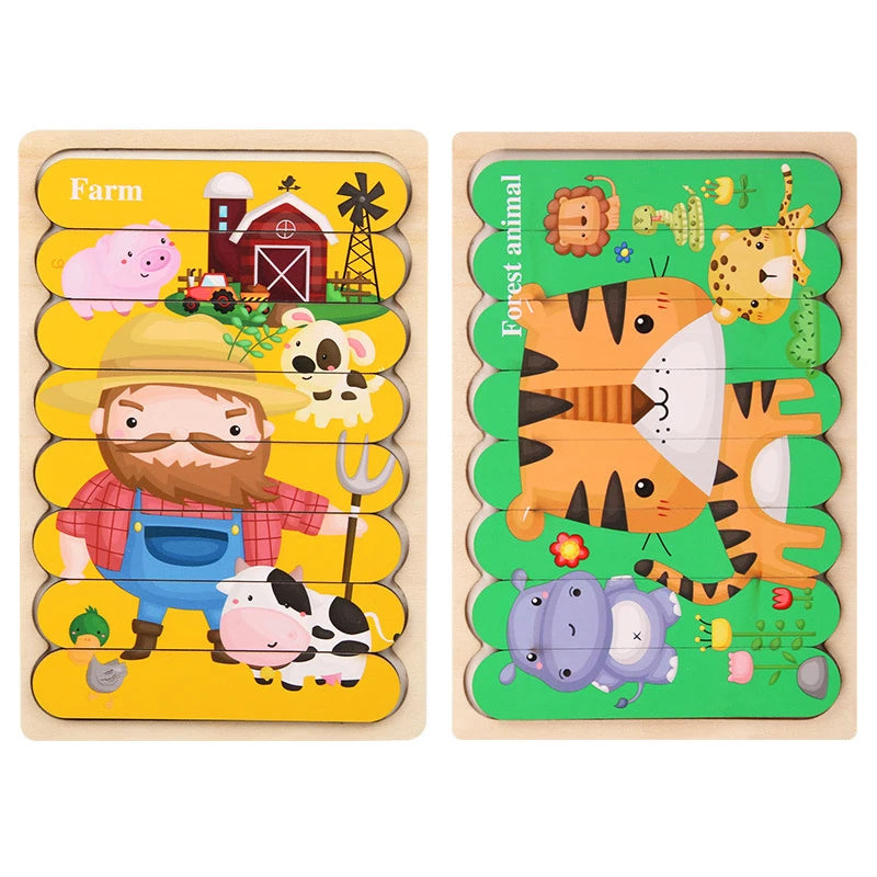 Montessori Wooden Puzzle 3D Alphabet Letters Number Matching Game Baby Kids Toys Education Learning Toy for Children 2 to 4 Year