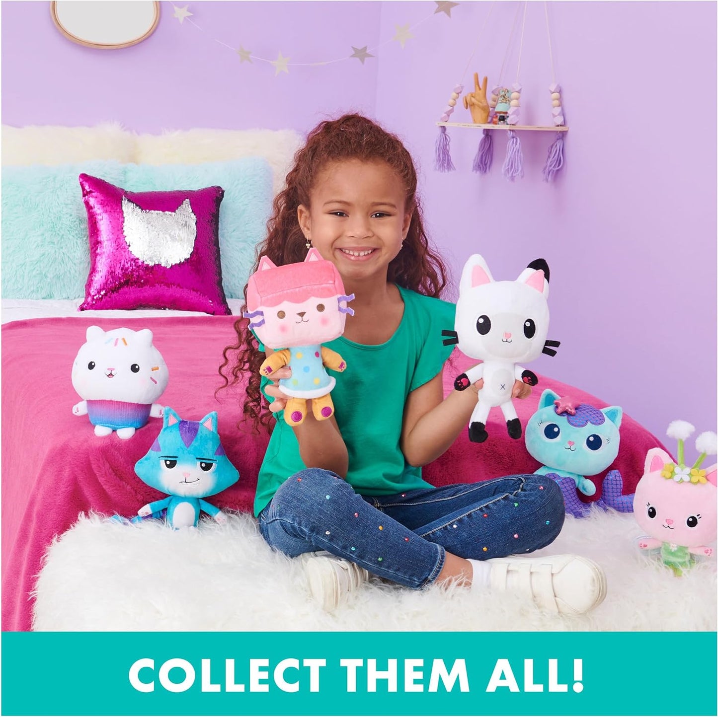 Gabby's Dollhouse 8-Inch Mercat Purr-Ific Plush Toy for Children Ages 3 and Up