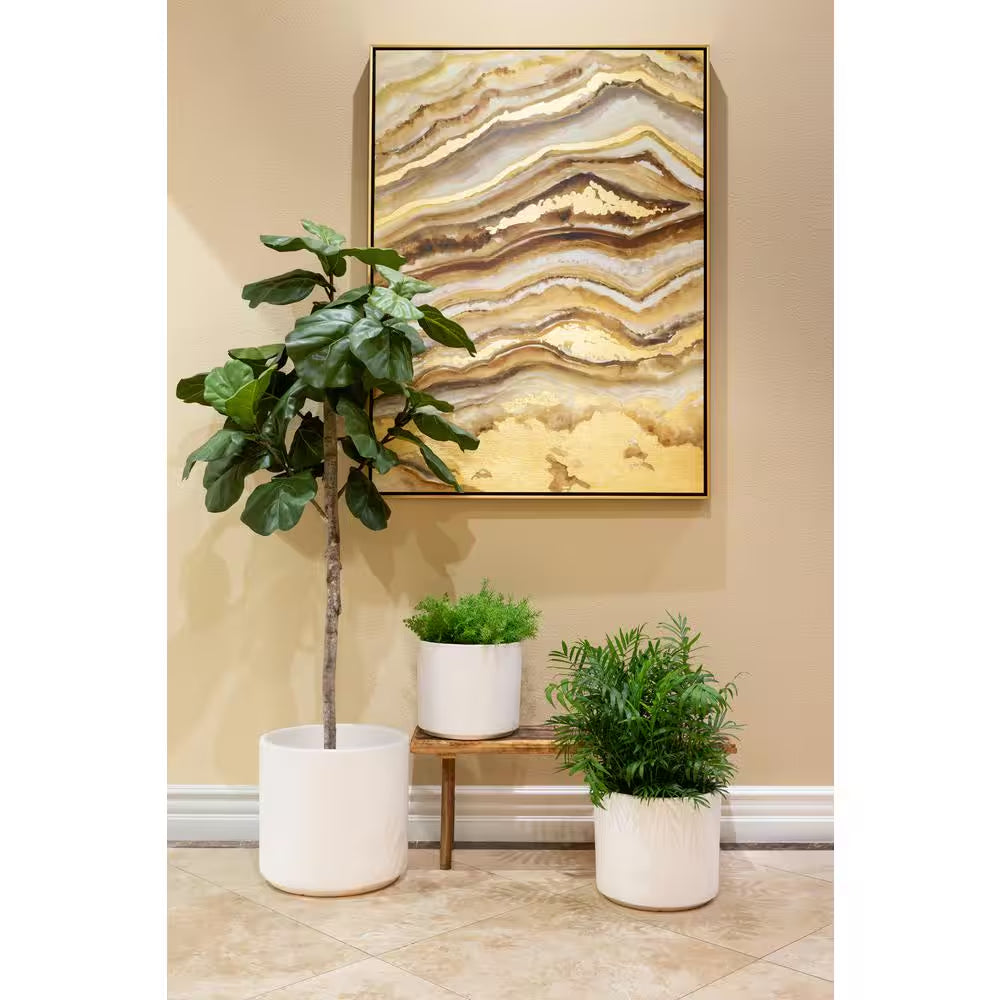 13 In. Eloise Medium Modern White Ceramic Cylinder Planter (13 In. D X 11.4 In. H) with Drainage Hole
