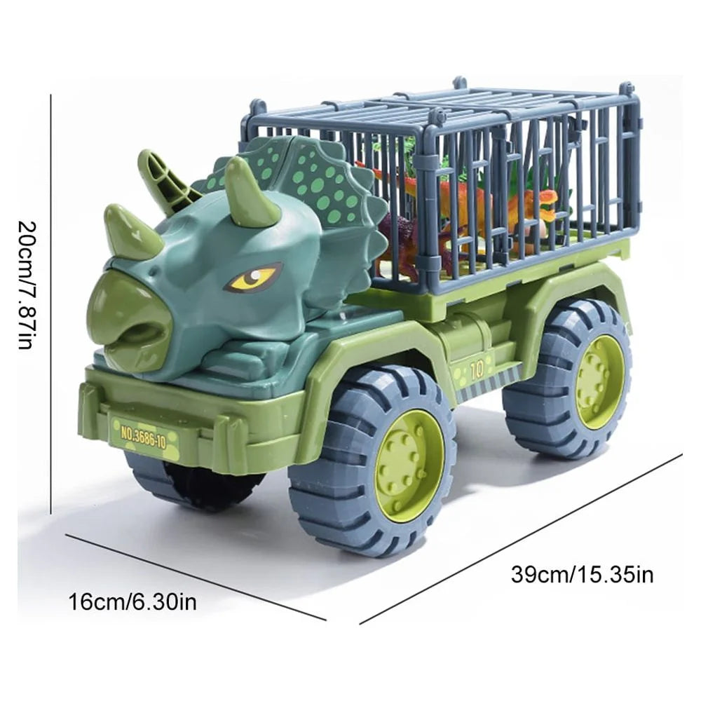 Toy Truck, Dinosaur Transport Car Carrier Truck with Dinosaur Toys, Friction Powered Cars, Activity Playmat, Dino Car Playset Toys for Kids Boys