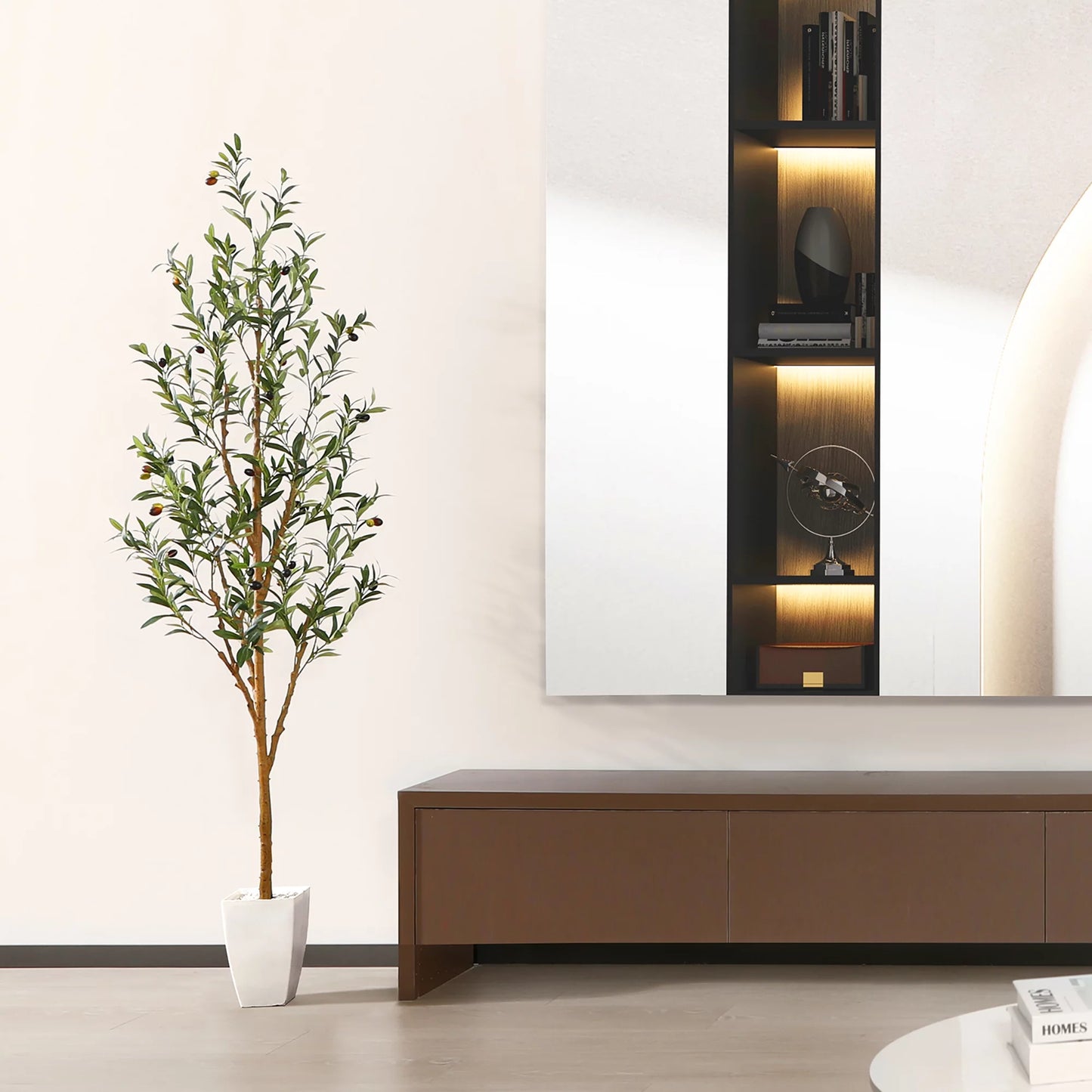 6FT Tall Artificial Olive Tree in Planter, 12 Lb Indoor Outdoor Artificial Olive Plants,