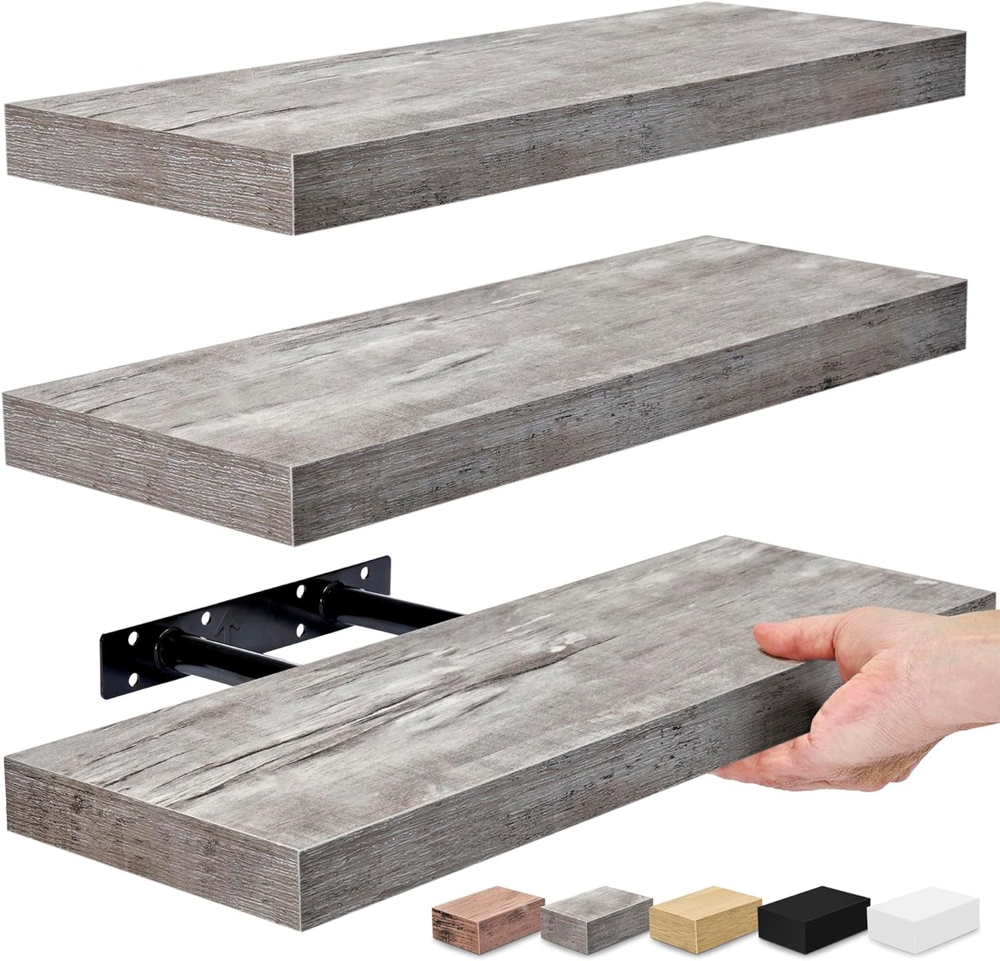 Floating Shelves for Wall, Bathroom Shelves Wall Mounted for Kitchen, Bedroom, Bathroom Storage over Toilet, Hanging Book Shelf for Wall Home Decor Living Room (Mahogany, 3 Pack)